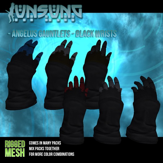 Unsung - Angelus Gauntlets Femy - Black Wrists Pack