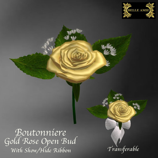 Belle Amie ~Gold Rose~ Open Bud Boutonniere