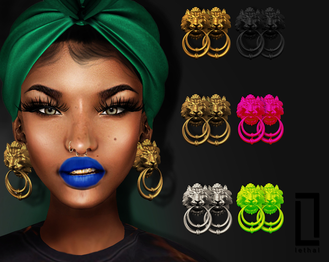 ::LC:: Lion Door Knocker Earrings FATPACK