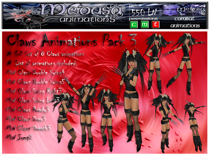 ~ Medusa weapons ~ Claws Animations Pack 3 (Boxed)