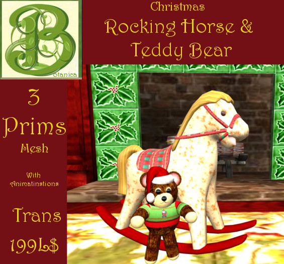 Blue Christmas Decor Pack1 - Tree wiht Twinkling Lights, Tree Skirt & 30 Mesh Presents, 3 Prims