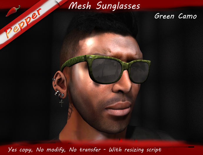 ~Pepper~Green Camo Sunglasses (Mesh)