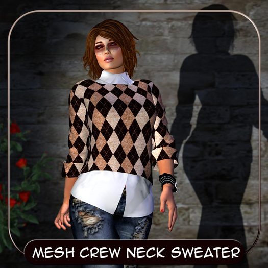 MESH Crew Neck Sweater cream