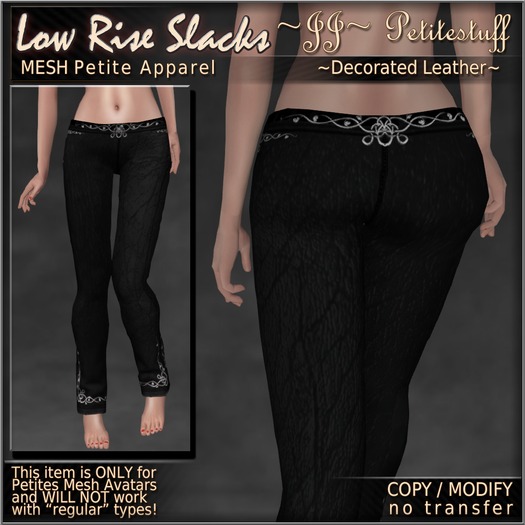 ~JJ~ Petite Low Rise Slacks (decorated leather)