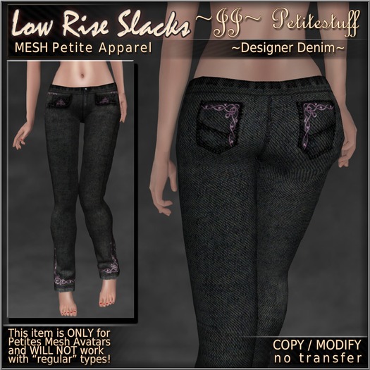 ~JJ~ Petite Low Rise Slacks (designer denim)