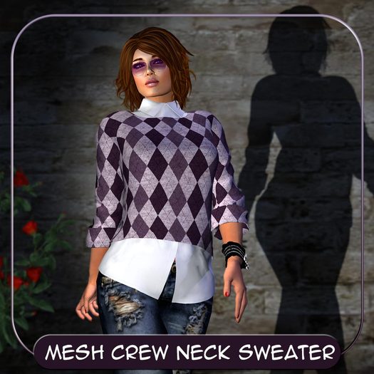 MESH Crew Neck Sweater purple