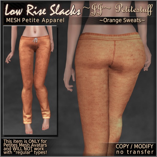 ~JJ~ Petite Low Rise Slacks (orange sweats)