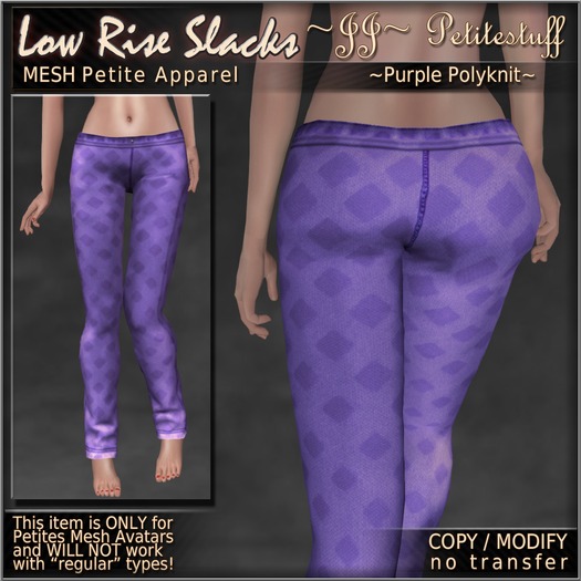 ~JJ~ Petite Low Rise Slacks (purple polyknit)