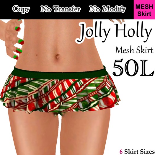 Short & Sweet Jolly Holly Mesh Skirt