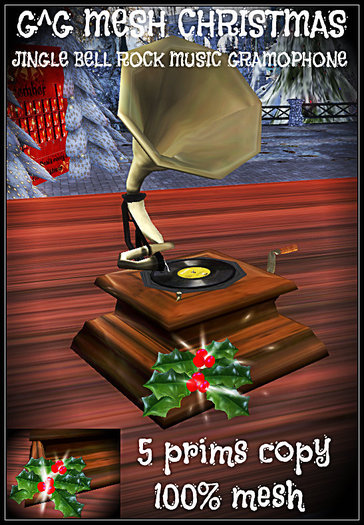 G^G MESH CHRISTMAS JINGLE BELL ROCK MUSIC GRAMOPHONE