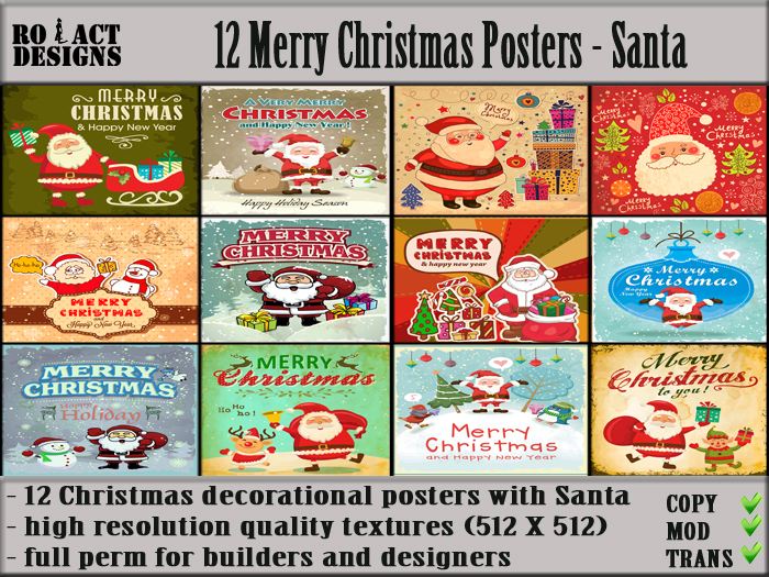 Ro!Act Designs 12 Merry Christmas Posters - Santa