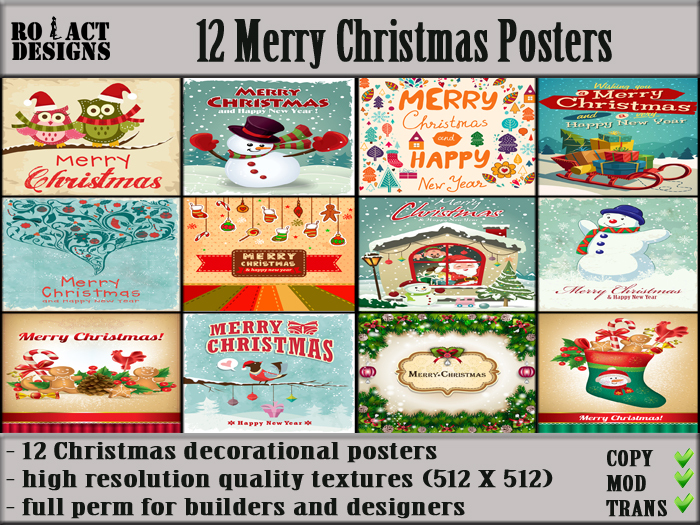 Ro!Act Designs 12 Merry Christmas Posters