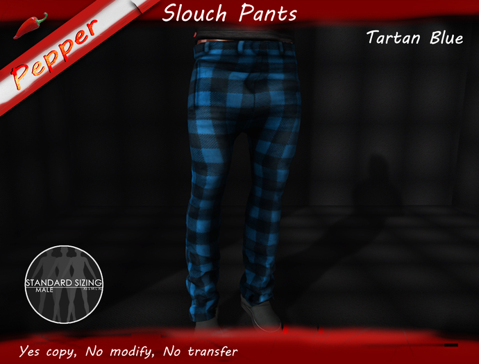~Pepper~Slouch Pants *Tartan Blue*