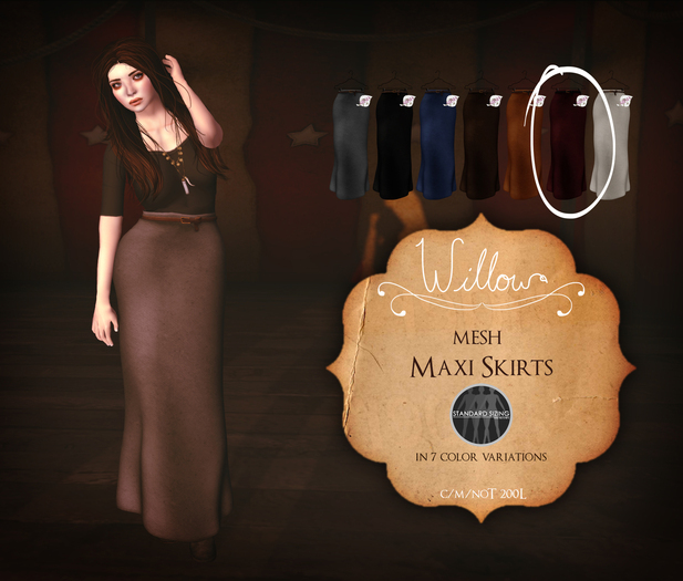 Willow~ Maxi Skirt - Scarlet (MESH)