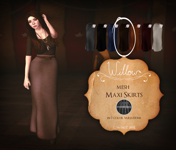 Willow~ Maxi Skirt - Chocolate (MESH)