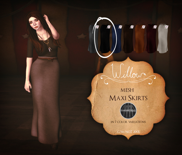Willow~ Maxi Skirt - Burnt (MESH)