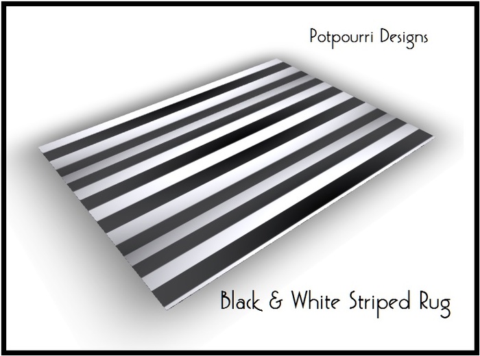Black & White Striped Rug 