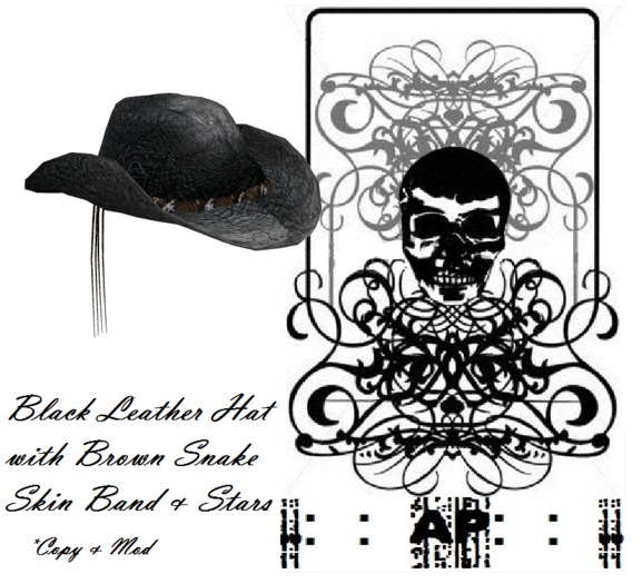 ..::AP::.. Black Cowboy Hat Brown Snake Skin Band