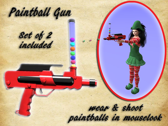 Second Life Marketplace Set of 2 Paintball Guns