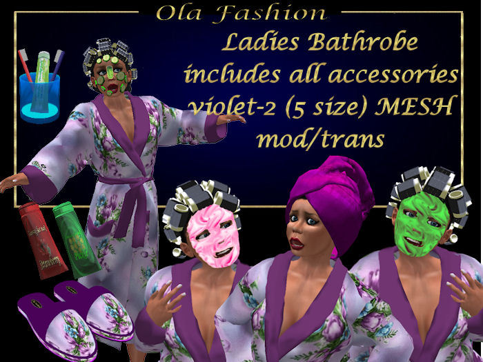 Ladies Bathrobe violet-2 (5 size) MESH