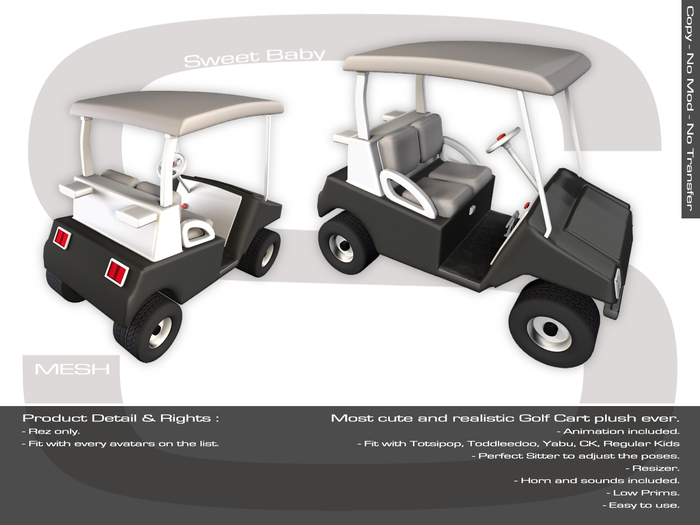 Sweet Baby - Golf Cart Kids - Black Grey