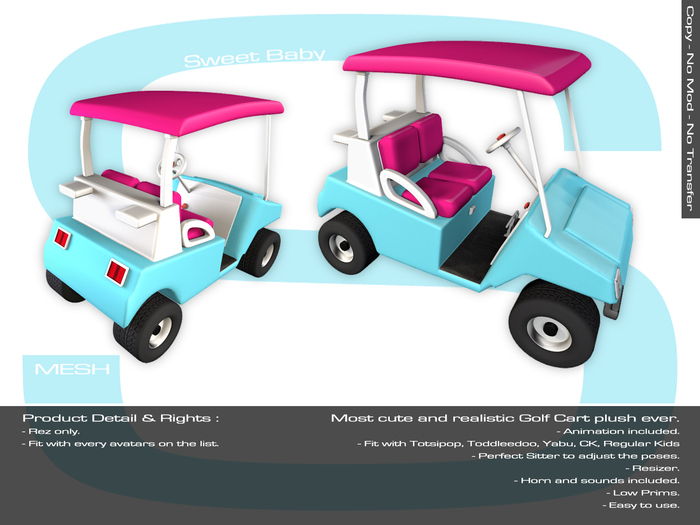 Sweet Baby - Golf Cart Kids - Pink Blue
