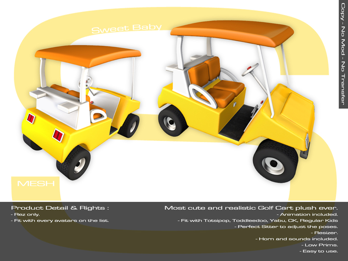 Sweet Baby - Golf Cart Kids - Yellow Orange