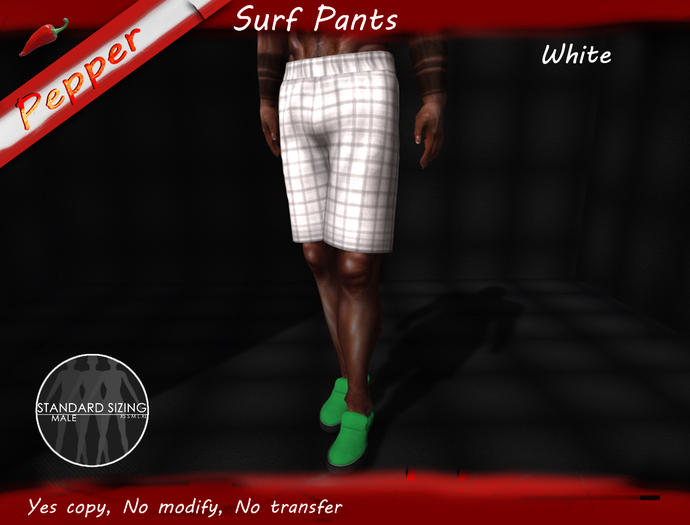 ~Pepper~Men Surf Pants *White*