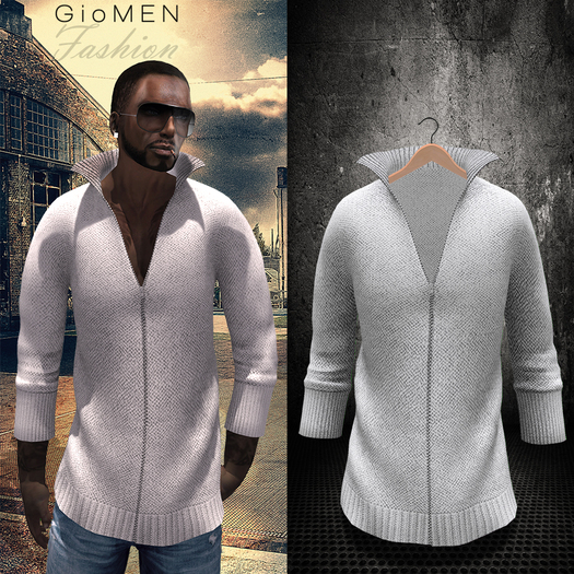 G I O M E N - Zip-Up Sweater White