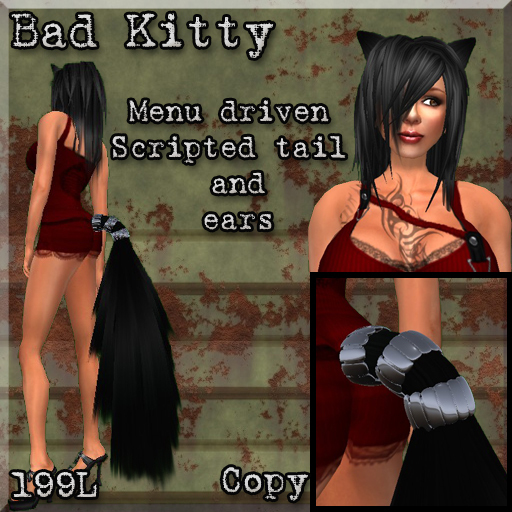 Bad Kitty Fluffy Tail and Ears Black