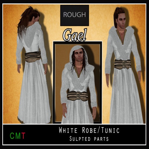 *ROUGH* Gael -White Robe with Hood