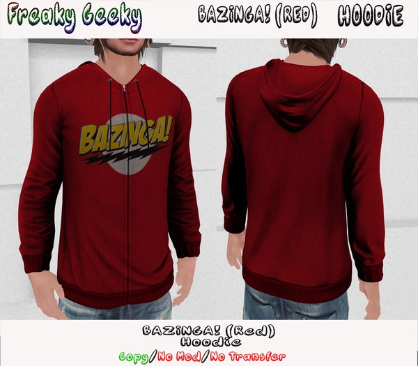 Freaky Geeky- BAZINGA! (Red) Hoodie