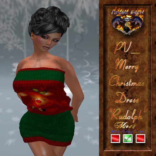PV_Mesh Merry Christmas Dress Rudolph