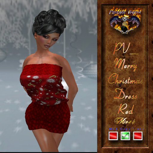 PV_Mesh Merry Christmas Dress Red