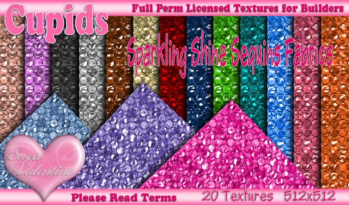 *Cupids Textures * 20 SEAMLESS SPARKLING SHINE SEQUINS FABRIC