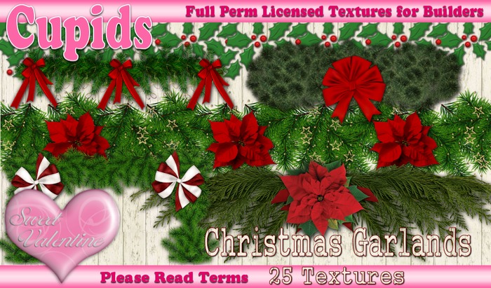 *Cupids Textures * 25 CHRISTMAS GARLAND TRIMS MIXED