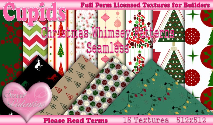 *Cupids Textures * 16 WHIMSEY CHRISTMAS PATTERNS Seamless