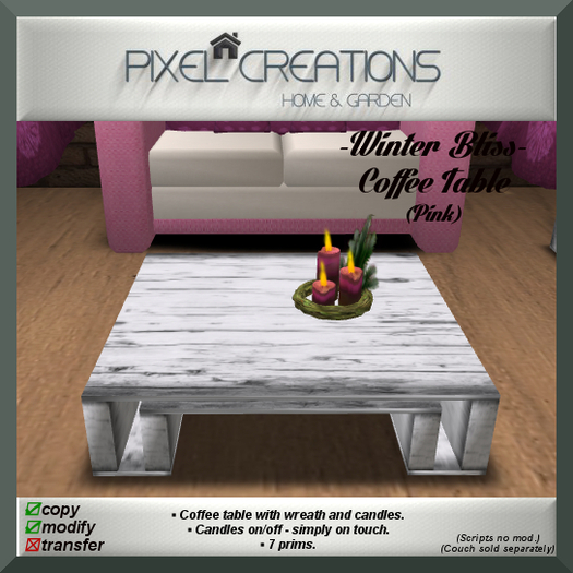 [PC] WINTER BLISS - COFFEE TABLE W/DECOR (Pink) (Boxed)