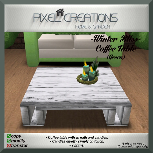 [PC] WINTER BLISS - COFFEE TABLE W/DECOR (Green) (Boxed)
