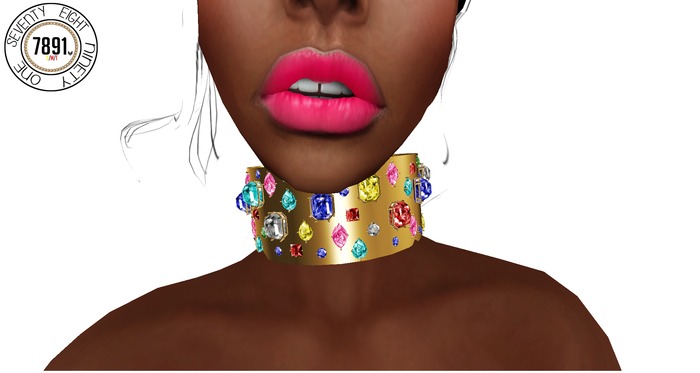 [7891.] Geranium Necklace - Gold W\ColorStones (W\Resize)