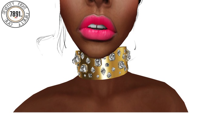 [7891.] Geranium Necklace - Gold W\Stones (W\Resize)