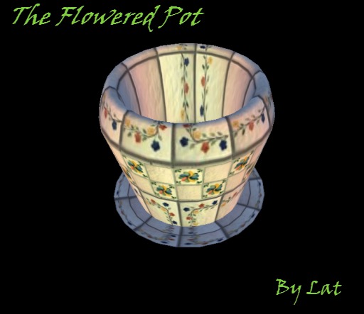 Flowered White Tile Flower Pot