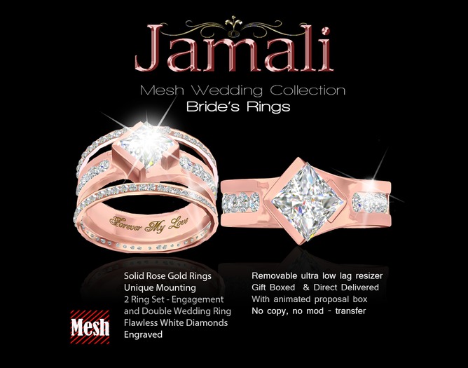 Exquisite Jamali Rose Gold Mesh Bride's Rings Collection