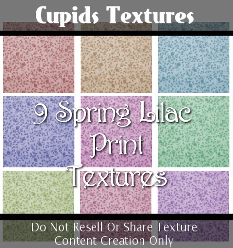 *CUPIDS TEXTURES* 9 Spring Lilac Print Textures