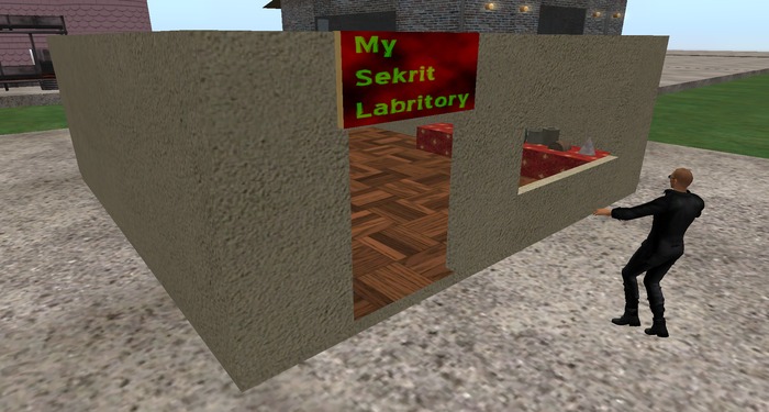 MY SEKRIT LABRITORY by ej gold -- 12x12 meters 26 prims QUALIFIES for Ashram Annex Master Builder's Course -- 