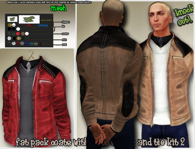 ..::knockout..::FAT PACK COATS WITH SHIRT SUETER AND TIE KIT 2 MESH MEN