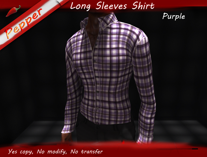 ~Pepper~Long Sleeves Check Shirt *Purple*
