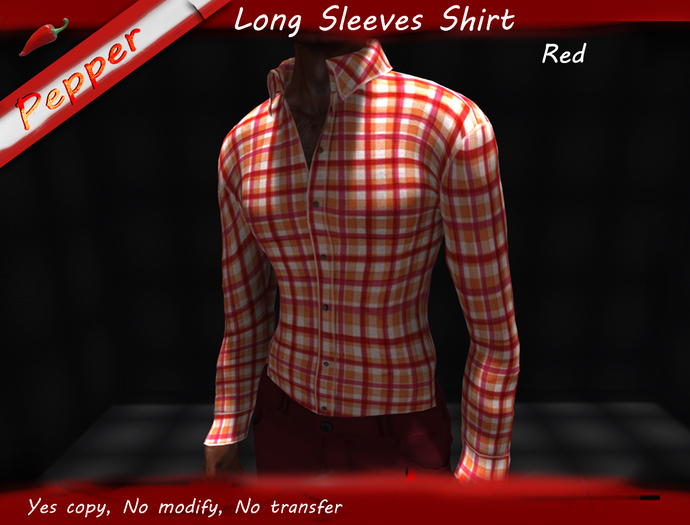 ~Pepper~Long Sleeves Check Shirt *Red*