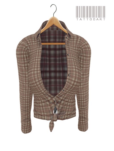 ::TATTOOART::MESH FRONT TIED TOP PLAID REF005