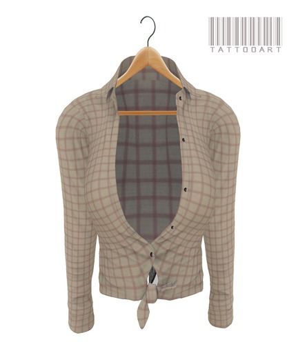 ::TATTOOART::MESH FRONT TIED TOP PLAID REF006